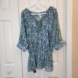 [2X] American Rag Blouse Size 2X Semi-sheer Turquoise‎